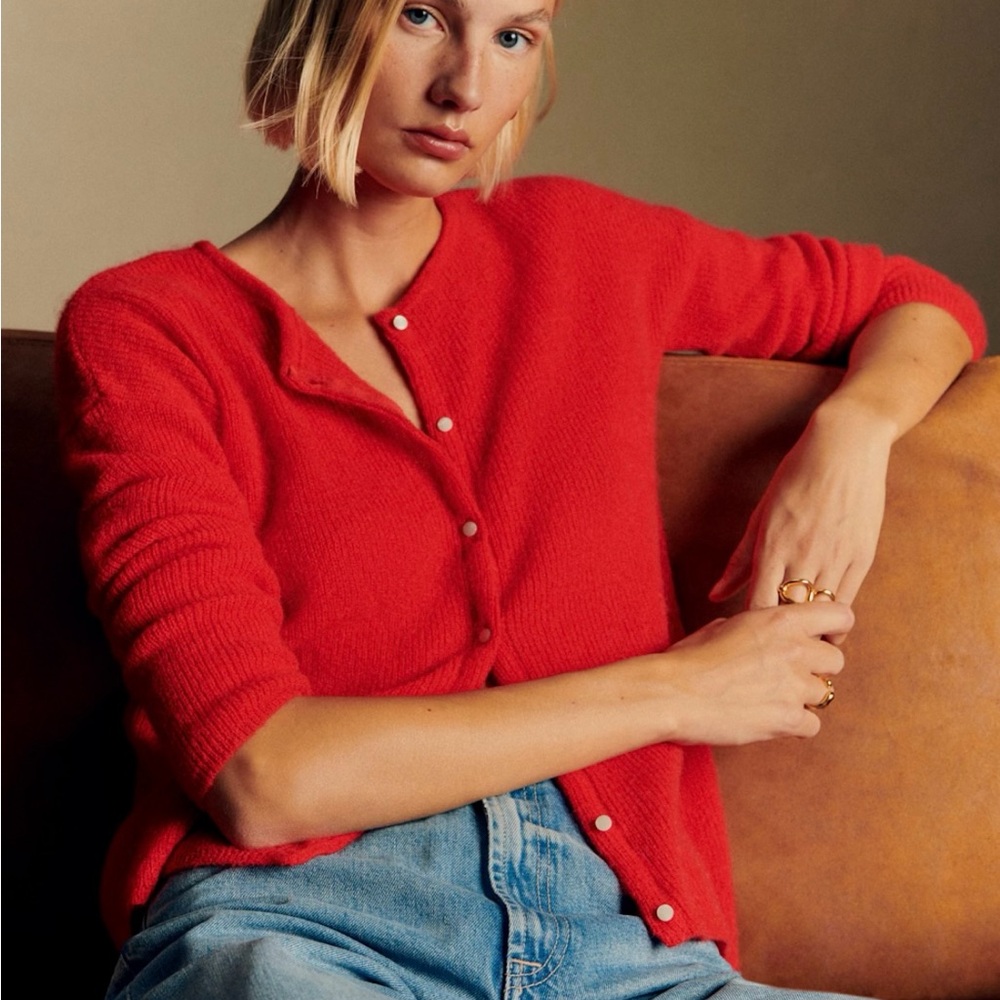 NWOT Sezane Gaspard Cardigan in Red, size XS